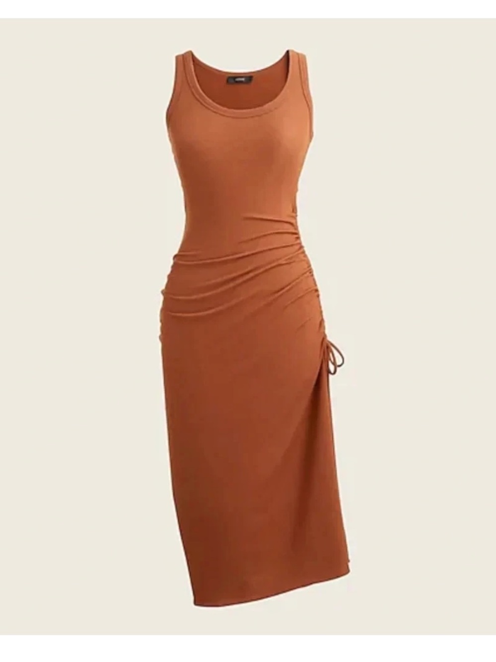 J Crew Dress Women's Size Medium Side Ruched Ribbed Knit Midi Tank Scoop Neck